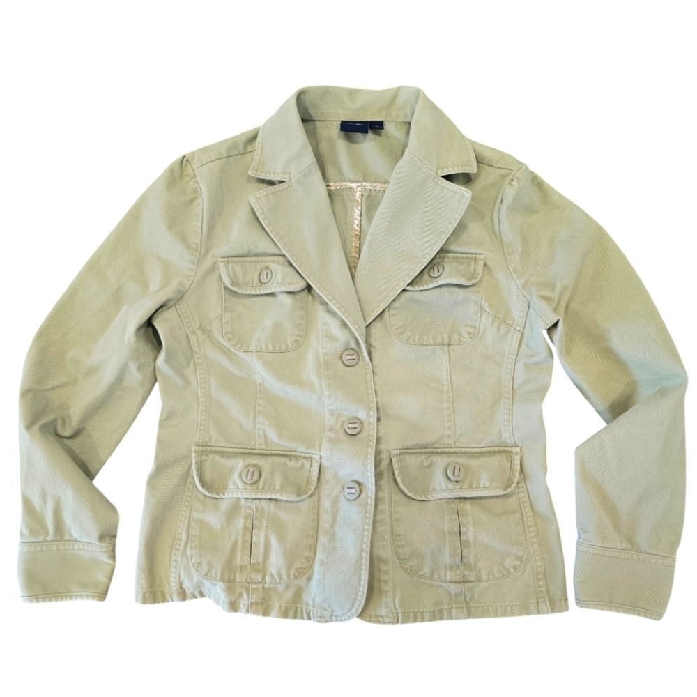 Sonoma -973 Y2K Women's Olive Green Cargo Blazer Jacket Cotton Size Medium